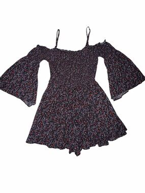 Women’s Black Floral Off-Shoulder Romper